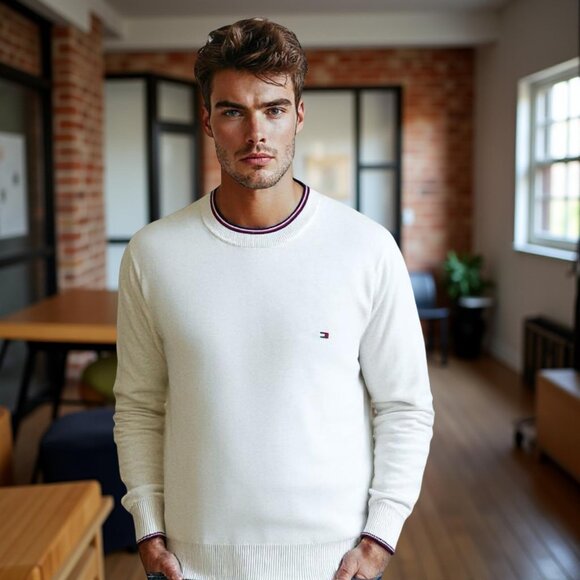 Tommy Hilfiger Geneva Pullover, Men's Academia Pima Cashmere Blend Sweater - Picture 1 of 12